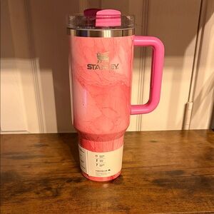 Stanley 40oz With Straw Pink Marble Travel Mug